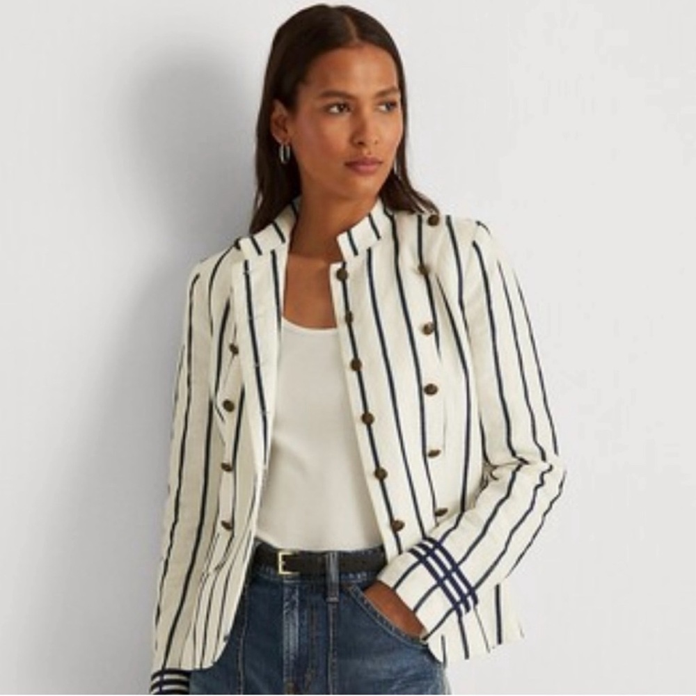 NWT Ralph Lauren striped linen- blend blazer